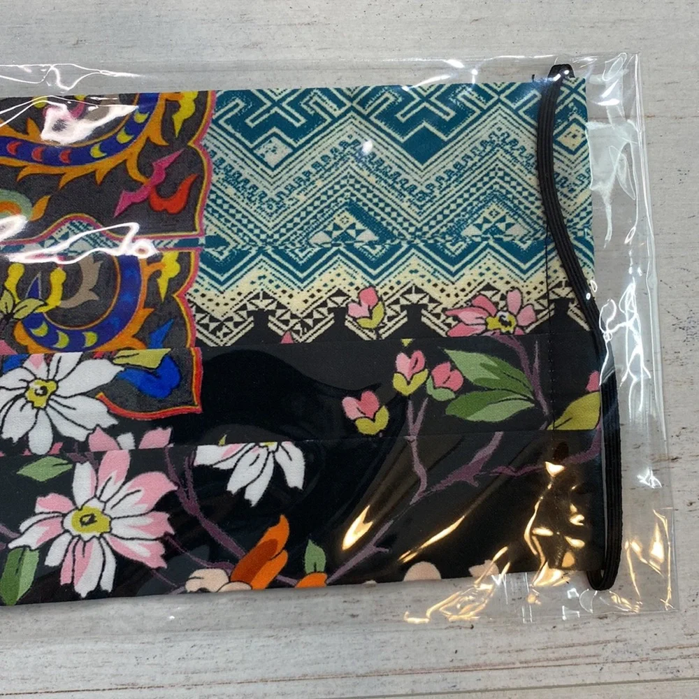 Johnny Was Multi Color Floral Print Cotton Sateen Face Mask